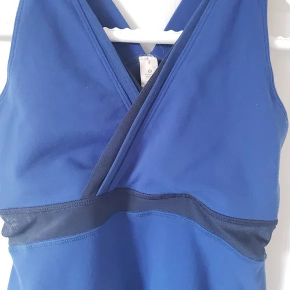 Lululemon Royal Blue Deep V Tank Mesh Back Size 4 - Picture 2 of 8